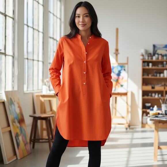 Max Mara Shirt Dress Half Button Minimalist Curve Hemline - Picture 12 of 12